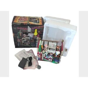 Vintage Enesco Christmas "Booked for the Holidays" Action/Lights Music w/ Box